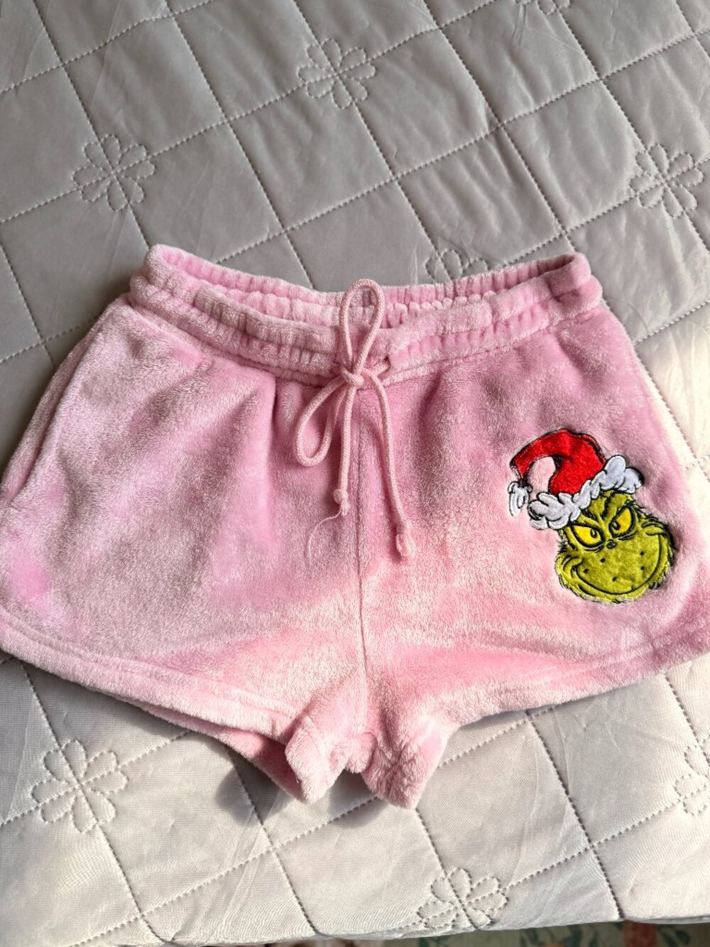 The Grinch Pink Plush Pajama Shorts Christmas Women's Large